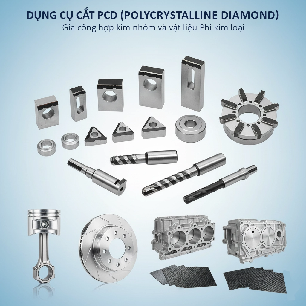 Gia công hợp kim nhôm và vật liệu màu bằng mảnh dao PCD IDCCGW