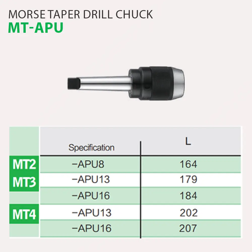 MT-APU Morse Taper Drill Chuck - chuck côn Morse cho BT-APU
