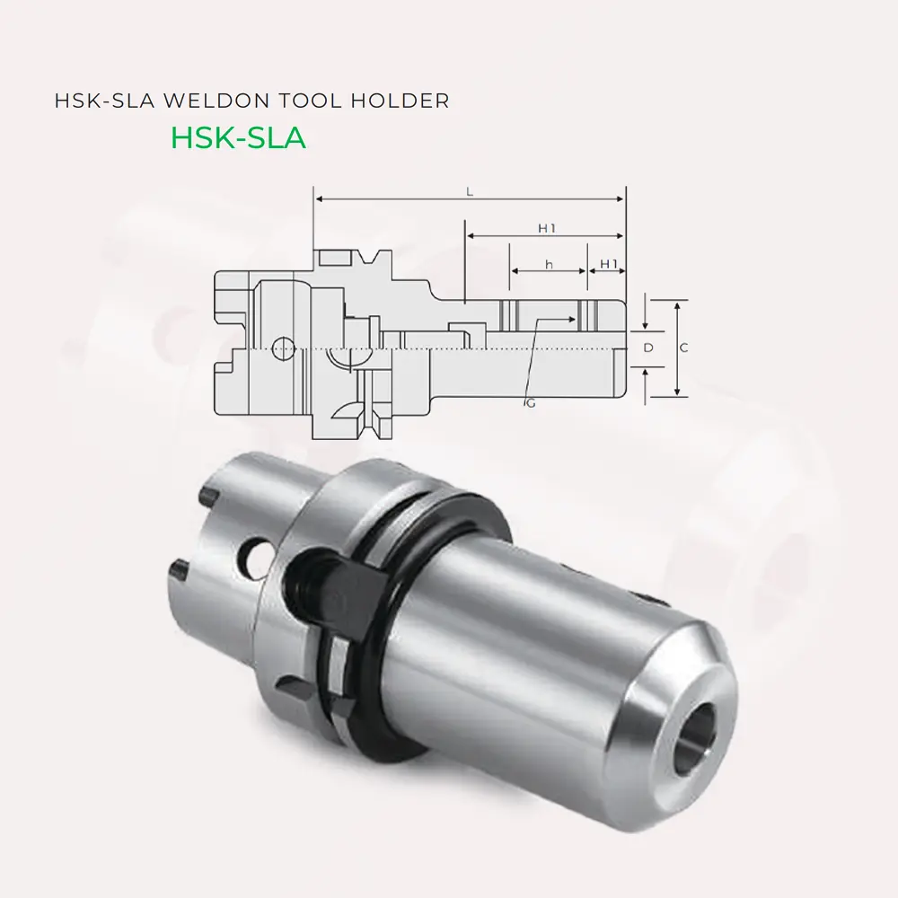 HSK-SLA Weldon Tool Holder – Side Lock Screw, Φ6-32mm Flat Shank, HSK 50A